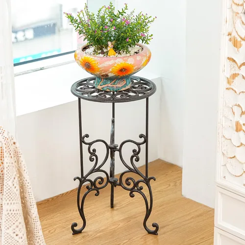 Miniatura 2 de Sungmor - Soporte de hierro fundido resistente para plantas en maceta, estante de metal de 19.3 pulgadas de 1 nivel, soporte decorativo para macetas