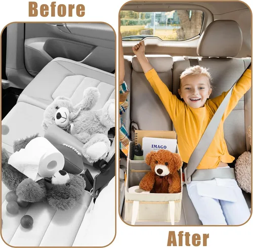 Miniatura 5 de Honeydak Organizador de asiento de pasajero, almacenamiento plegable para consola, asiento delantero/trasero con múltiples bolsillos, organizador