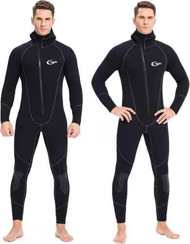 Miniatura 5 de Traje de neopreno ultra elástico para hombre de 7 mm de neopreno, traje de buceo de cuerpo completo con cremallera frontal para invierno, cálido