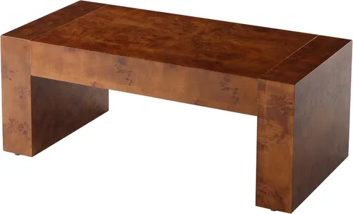 Miniatura 9 de COZAYH Modern Burl Finish Coffee Table, Wood Block Center Table with Thick Legs, Minimalist Rectangular Cocktail Table for Living Room, Dark Brown