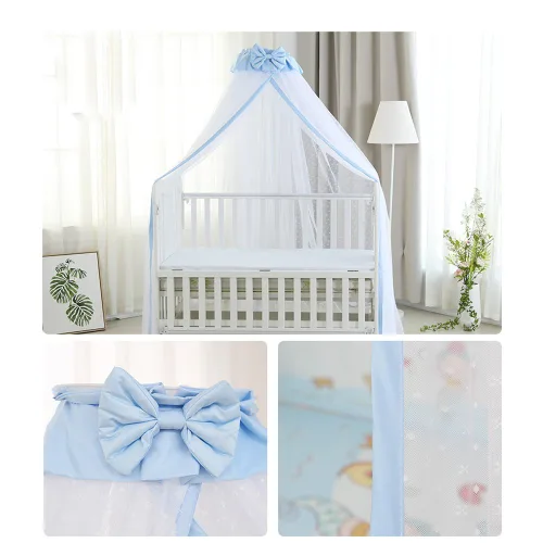 Miniatura 2 de Cortinas de red transpirable para cuna, toldo para niños, mosquitera, decoración de dormitorio (azul, mosquitera)