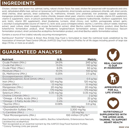 Miniatura 7 de NutriSource Pure Vita - Alimento seco para perros, pollo y arroz integral, 12 libras