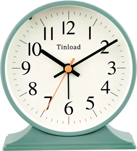 Miniatura 10 de Tinload Reloj despertador analógico retro antiguo de 4.5 pulgadas, pequeño reloj silencioso de mesita de noche con luz manual, funciona
