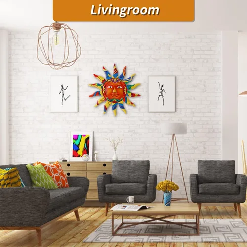 Miniatura 4 de VEWOGARDEN Arte Decorativo de Pared de Sol de Metal de 13 pulgadas para Colgar en Interiores y Exteriores, Hogar, Jardín, Regalos de Navidad