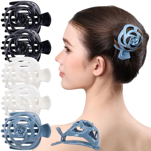 Miniatura 12 de RC ROCHE - 6 piezas para hacer moños para mujer, clip de pinza para el cabello, nido de pájaro, ballerina, soporte redondo francés, cúpula