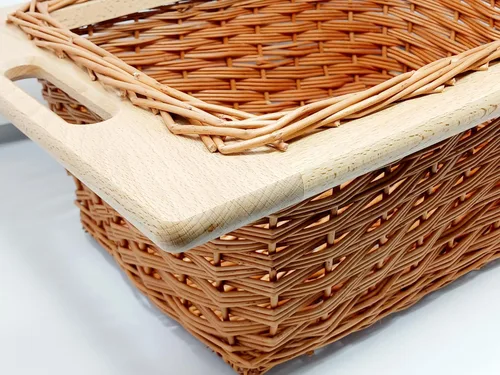 Cesta de mimbre con asas de marco de haya para armarios enmarcados o sin marco de 15" o 18", fabricado en Polonia
