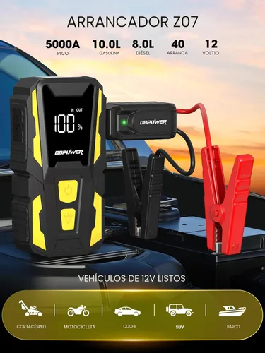 Miniatura 2 de DBPOWER Arrancador de 5000 A, arrancador de batería de coche de 74 Wh para motores de hasta 10,0 L de gasolina y 8,0 L de diésel, paquete de batería