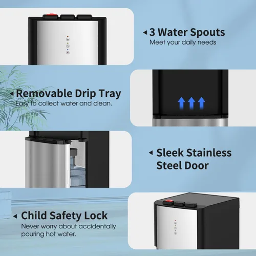 Miniatura 4 de IKT Dispensador de enfriador de agua autolimpiante, carga inferior para botella de 3-5 galones con bloqueo de seguridad para niños, pantalla LED