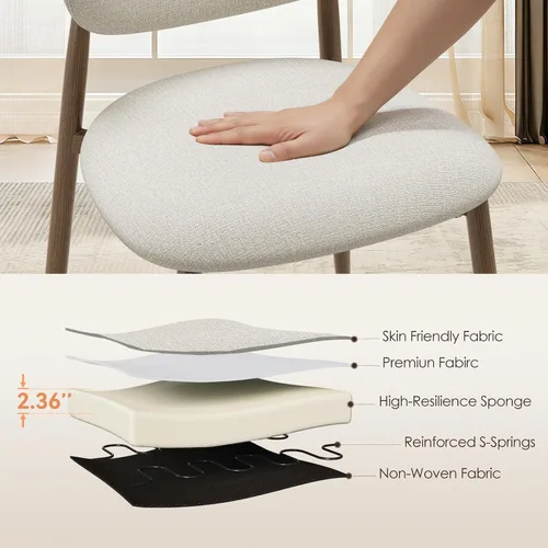Miniatura 5 de MALOL Juego de 2 sillas de comedor, sillas de cocina con respaldo curvado con patas de metal y almohadillas antideslizantes, silla de comedor