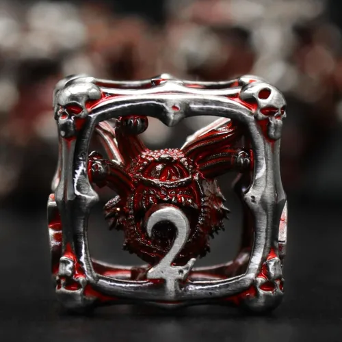 Miniatura 16 de Juego de dados de bala, dados de metal DND, dados de pistola ZHOORQI D6, regalos para D y D, juegos de rol (7 - plata de sangre)