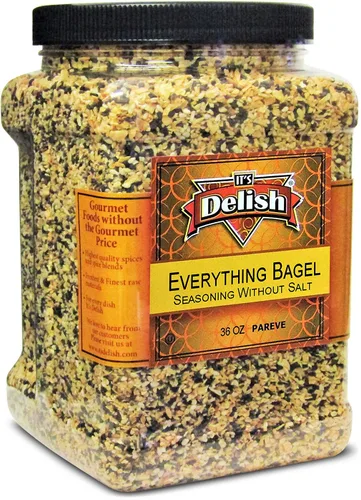 It's Delish, mezcla de condimentos Everything Bagel sin sal por It's Delish, contenedor jumbo de 36 onzas (2.25 libras), mezcla de condimentos de