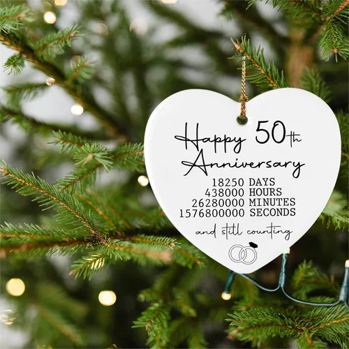 Miniatura 2 de Adorno de 50 aniversario de boda, regalos para pareja, 50 aniversario, regalos de boda para padres, adorno de recuerdo, placa de corazón, feliz