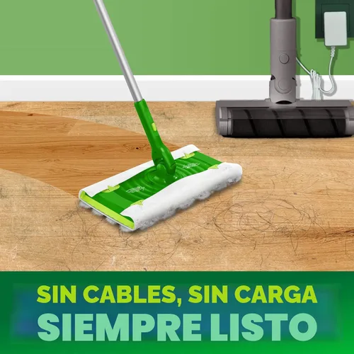Miniatura 4 de Swiffer Kit de iniciación de lujo para el cabello con poste plegable, 9 paños secos con imán para el cabello, 2 paños húmedos adicionales para mopa
