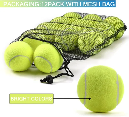 Miniatura 2 de INSUM Bulk Tennis Balls for Beginner – 12 Pack High Elasticity Practice Tennis Balls with Mesh Bag, Suit for Pet Dog Training, Fetching Amarillo-N