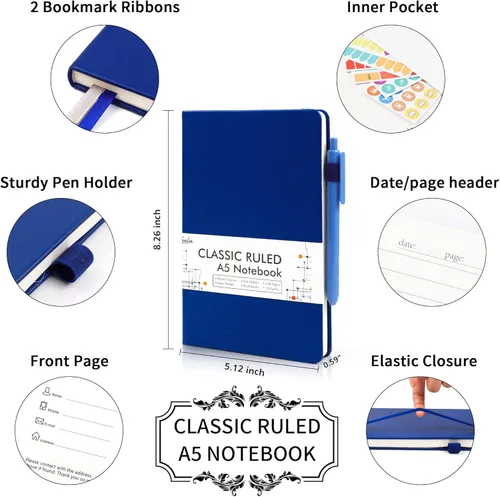 Miniatura 2 de feela Paquete de 24 cuadernos a granel para el trabajo, cuadernos de negocios de tapa dura con soporte para bolígrafo, para estudiantes y mujeres