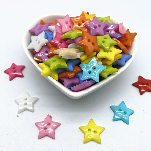 Miniatura 3 de Queenbox 30 botones de estrella de cinco puntas de 0.59 pulgadas con 2 agujeros, botones de costura de resina para tejer, manualidades, costura
