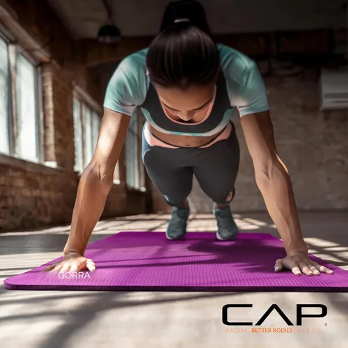 Miniatura 6 de CAP Barbell Colchoneta de yoga y ejercicio de alta densidad de 1/2 pulgada con correa Múltiples opciones Vino