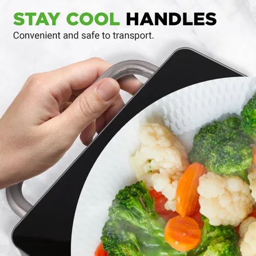 Miniatura 5 de NutriChef Placa eléctrica portátil para alimentos, bandeja de calentamiento de acero inoxidable y calentador de platos con parte superior de vidrio