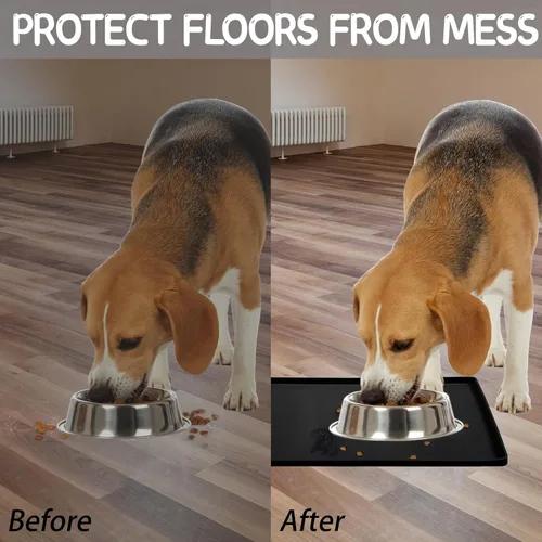 Miniatura 6 de MateeyLife Tapete de silicona para comida para gatos y perros para pisos, impermeable, antideslizante para alimentos y agua, tapete de alimentación