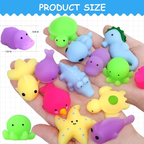 Miniatura 3 de POKONBOY - 30 piezas de juguetes blandos Mochi, Mini Kawaii, juguetes de animales marinos apretables para aliviar el estrés, relleno para cestas