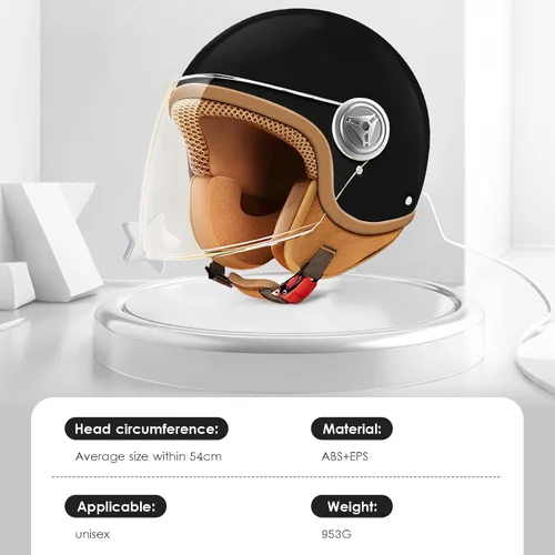 Miniatura 7 de Casco de motocicleta de cara abierta 3/4 aprobado por DOT, cascos ligeros retro vintage, para niños y niñas de 3 a 15 años de edad, casco de scooter