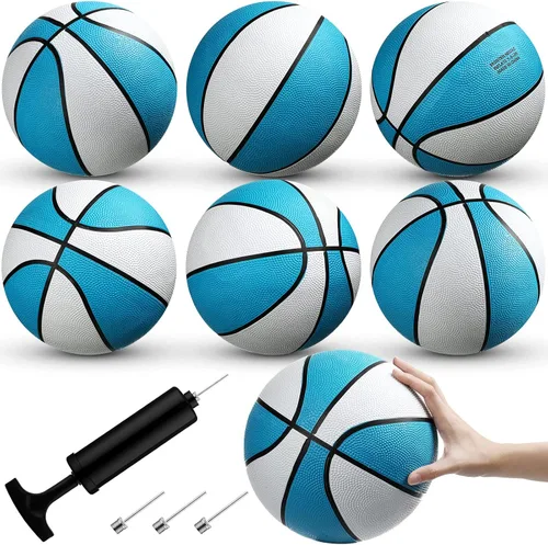 Honoson Paquete de 6 unidades de baloncesto para piscina acuática, de goma, impermeables, para fiestas de verano en el lago (azul claro con borde