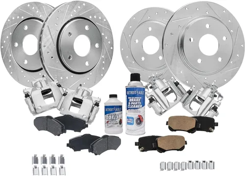 Miniatura 76 de Detroit Axle - Kit de freno delantero para Ford Explorer Mercury Mountaineer 2002-2005 Bujes de rodamiento de rueda perforados y ranurados rotores