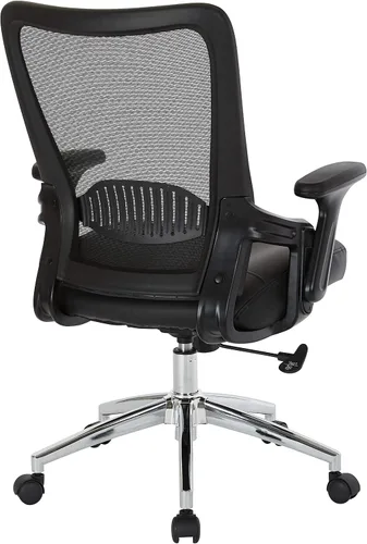 Miniatura 5 de Office Star EMH Series - Silla de escritorio de oficina ajustable con soporte lumbar integrado y brazos abatibles acolchados, cuero regenerado negro