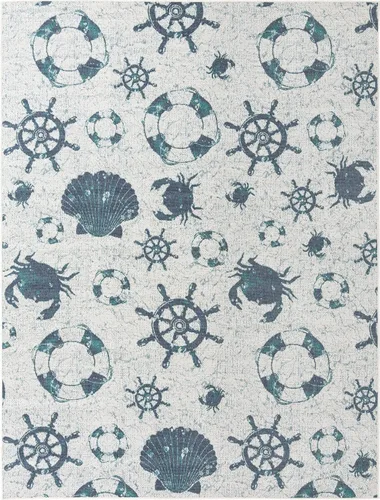 Miniatura 17 de Unique Loom Outdoor Coastal Collection - Alfombra Marmaris (2 pies x 6 pies 1 pulgada, color marfil/azul marino)
