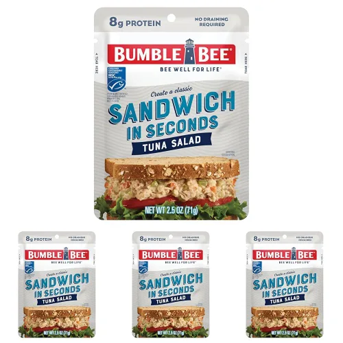 Miniatura 34 de Bumble Bee - Atún sazonado con hierbas y especias mediterráneas, sobre de 71 g - Listo para comer - Paquete de atún capturado de forma salvaje - 14