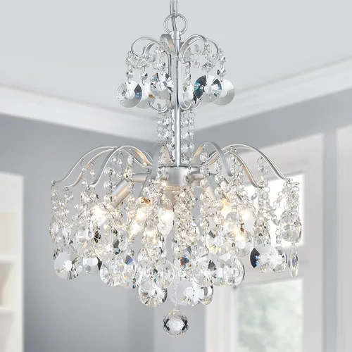Miniatura 34 de WUZUPS Candelabro colgante de cristal con 5 luces, lámpara de techo moderna para dormitorio, pasillo, bar, cocina, baño, 20.3 pulgadas de alto