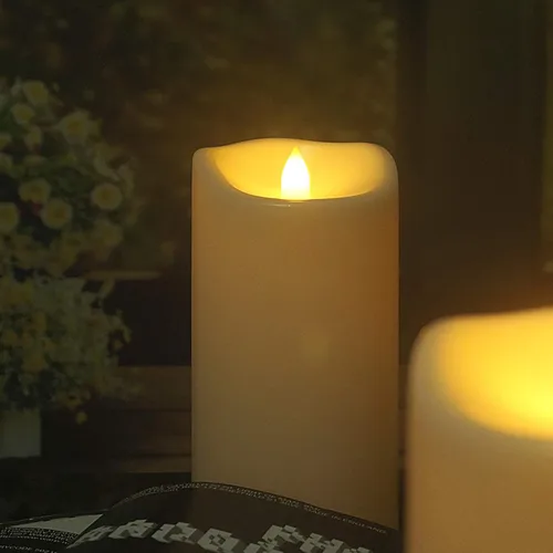 Miniatura 5 de Vela LED sin llama de 8 x 4 pulgadas, funciona con pilas, luz parpadeante impermeable al aire libre con control remoto y temporizador para fiesta