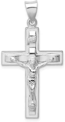Colgante de cruz latina INRI de plata de ley 925 maciza, 1.575in x 0.787in, regalos de joyería para mujeres, esposa, mamá, regalos para hombres,