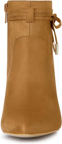 Miniatura 3 de Allegra K Botines con cremallera y tacón de bloque puntiagudo para mujer