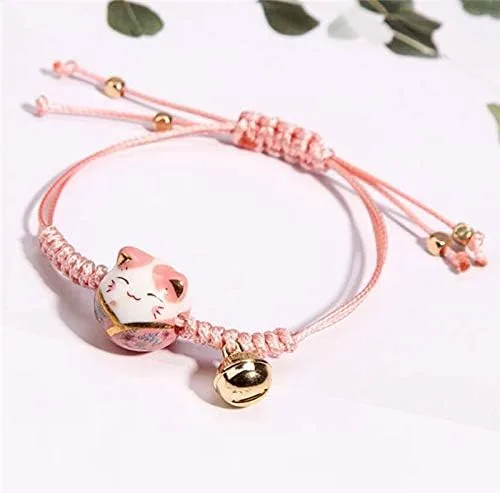 Miniatura 3 de Feng Shui Lucky Ceramics Cat Maneki Neko Fortune Pulsera de buena suerte riqueza pulseras de cuentas ajustable riqueza salud fortuna rico símbolo