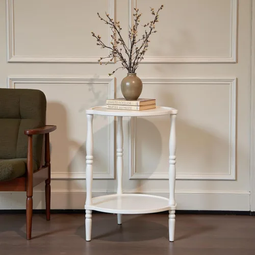 Miniatura 9 de Mesa auxiliar de madera decorativa pequeña, mesita de noche redonda de 12 pulgadas, mesa auxiliar natural para familia, dormitorio, sala de estar