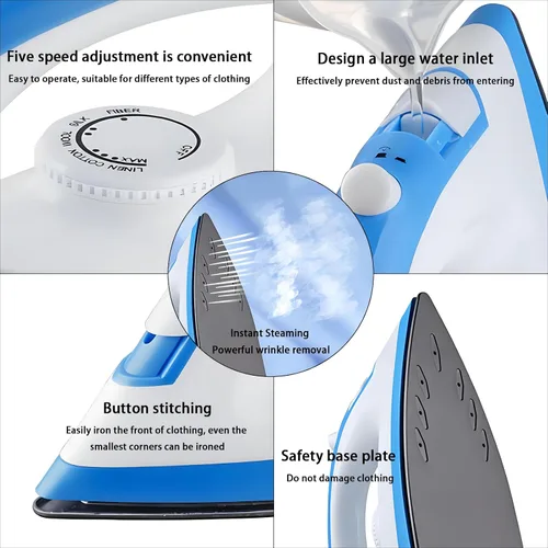 Miniatura 3 de Plancha eléctrica, plancha de vapor, 1200 W, vaporizador, portátil y portátil, con cinco controles de temperatura, elimina rápidamente los olores