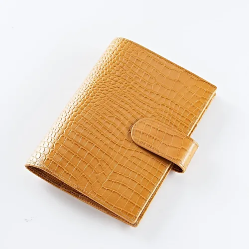 Miniatura 13 de Funda de planificador B6 con cremallera y gran bolsillo trasero, cuero con estampado de cocodrilo (Croc Steelblue)