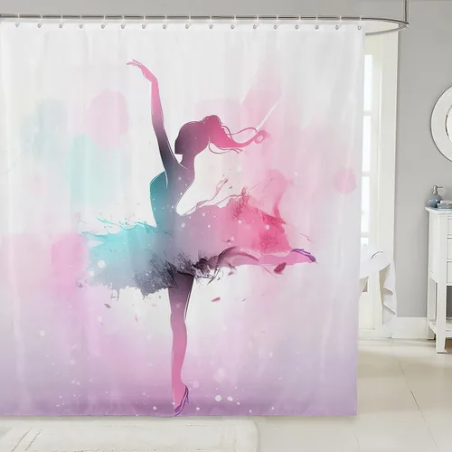 Miniatura 19 de Homewish Cortina de ducha de sirena azul con diseño de princesa sirena, juego de cortina de ducha para niños y adultos, cortina de baño subacuática