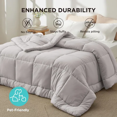 Miniatura 7 de Bedsure - Edredón de color liso Gris claro