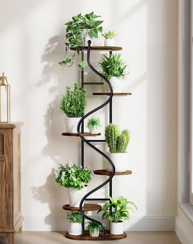 Miniatura 5 de Soporte para plantas para interiores y exteriores, soporte de metal de 13 pulgadas de alto, soportes de pedestal de hierro forjado resistentes