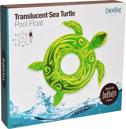 Miniatura 5 de Flotador de piscina de tortuga marina translúcida de coco para exteriores, anillo inflable para piscina, tubo de descanso duradero de larga duración