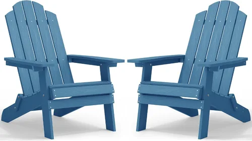 Miniatura 16 de MXIMU Silla Adirondack plegable para exteriores: sillas Adirondack fáciles de montar y cómodas, silla de plástico compuesto para todo tipo de clima