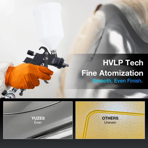 Miniatura 3 de YUZES HVLP Kit de pistola pulverizadora con 4 boquillas de 1.4/1.7/2.0/0.098 in - Pistola de pintura profesional para imprimación de automóvil, capa