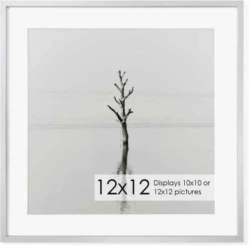 Miniatura 65 de Portarretratos de metal de 16 x 20 pulgadas con paspartú de 11 x 14 pulgadas, acabado de aluminio cepillado, parte delantera de vidrio templado