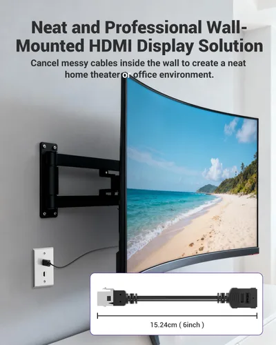 Miniatura 5 de VCE Paquete de 5 conectores HDMI Keystone, hembra a hembra, cable HDMI Pigtail 4K HDMI2.0 acoplador Keystone para placa de pared Keystone, TV