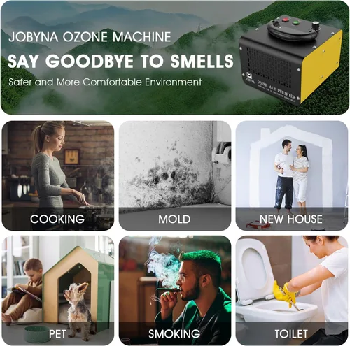 Miniatura 5 de JOBYNA Generador de ozono Agua Aire, 28,000 mg/h Modo de aire y 500 mg/h Modo de agua Purificador de aire de ozono, Máquina de ozono doméstico e