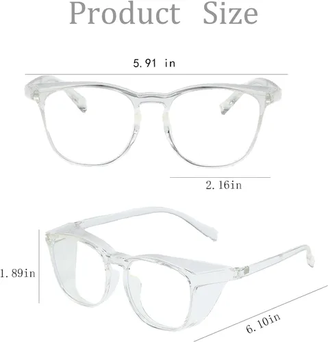Miniatura 6 de Gafas de seguridad para hombres y mujeres, gafas de seguridad antivaho cómodas, bloqueo de luz azul, protección UV, enfermeras adultas (clear 1pack)