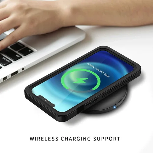 Miniatura 7 de Lanhiem Funda para iPhone 12 Pro, funda impermeable IP68 a prueba de polvo con protector de pantalla integrado (no para iPhone 12), funda protectora