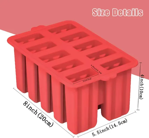 Miniatura 3 de Moldes de silicona para paletas, 10 cavidades, moldes caseros para paletas de hielo, de grado alimenticio, sin BPA, con palitos para hacer paletas
